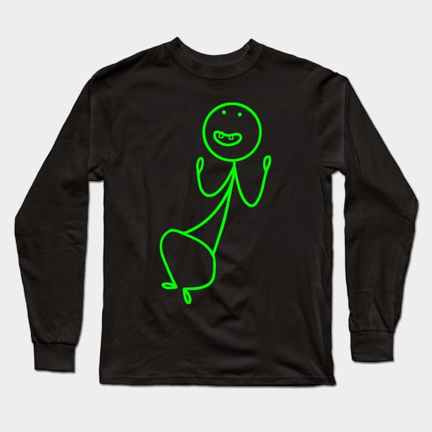 Stickman Green Long Sleeve T-Shirt by StickMen